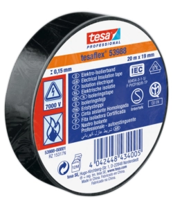 NASTRO ISOLANTE ELETTRICO IN PVC NERO, 19 MM X 20 MT - TESA